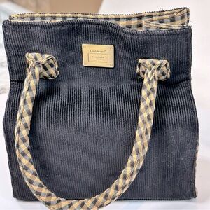 Longaberger Black corduroy bag w/ plastic liner